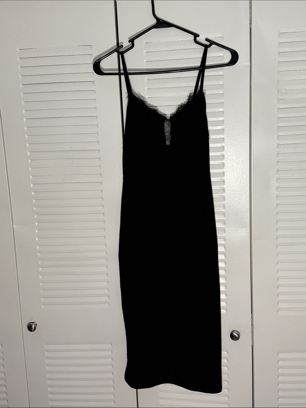 Black Lace-Trim Midi Slip Dress - Women's